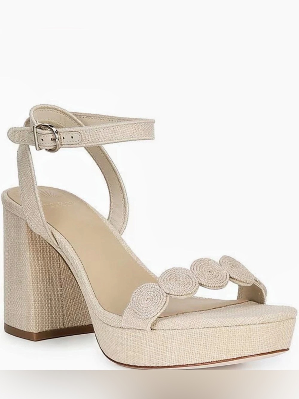Antonio Melani x Stephanie Covington Lucy Linen Fabric Disk Platform Sandals